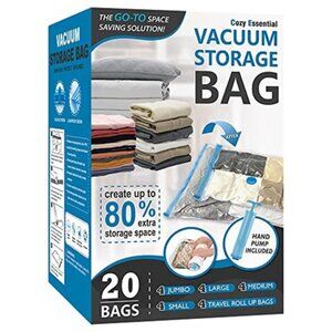 20 Pack Vacuum Storage Bags Jumbo Large Travel Compression w/ Pump